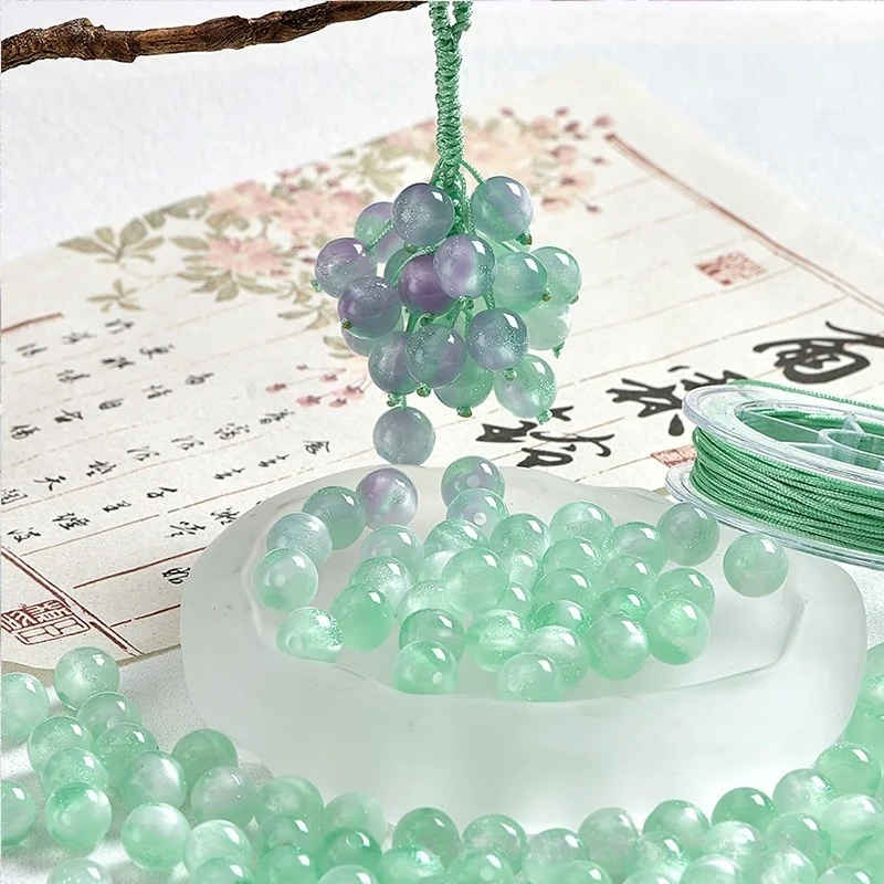 20Pcs Photochromic Beads Cat's Eye Spacer Loose Beads UV Color Changing for DIY Bracelet Charm Keychain Jewelry Making Accessory