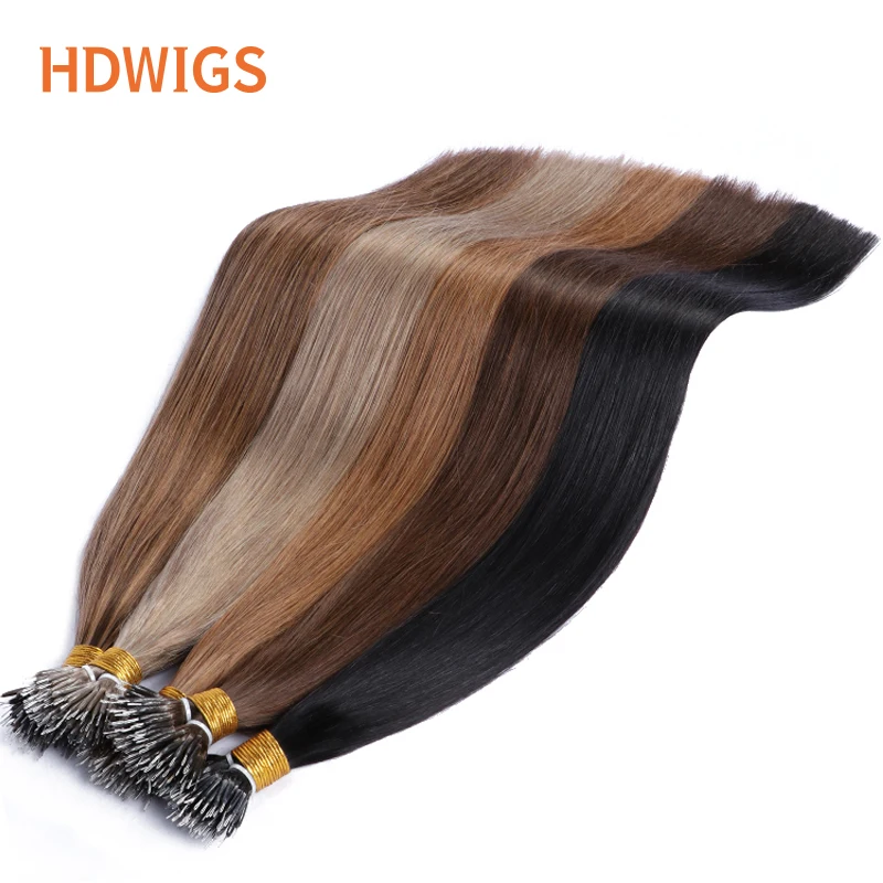 Nano Ring 50Pcs HDWIGS บราซิล Remy Hair Extensions Microlink แคปซูล Keratin ฟิวชั่นผม