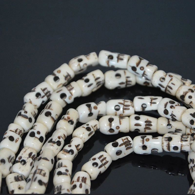 - Yak Bone Skull Beads 108-Piece Handmade Bracelet Tibetan-Style Pendant