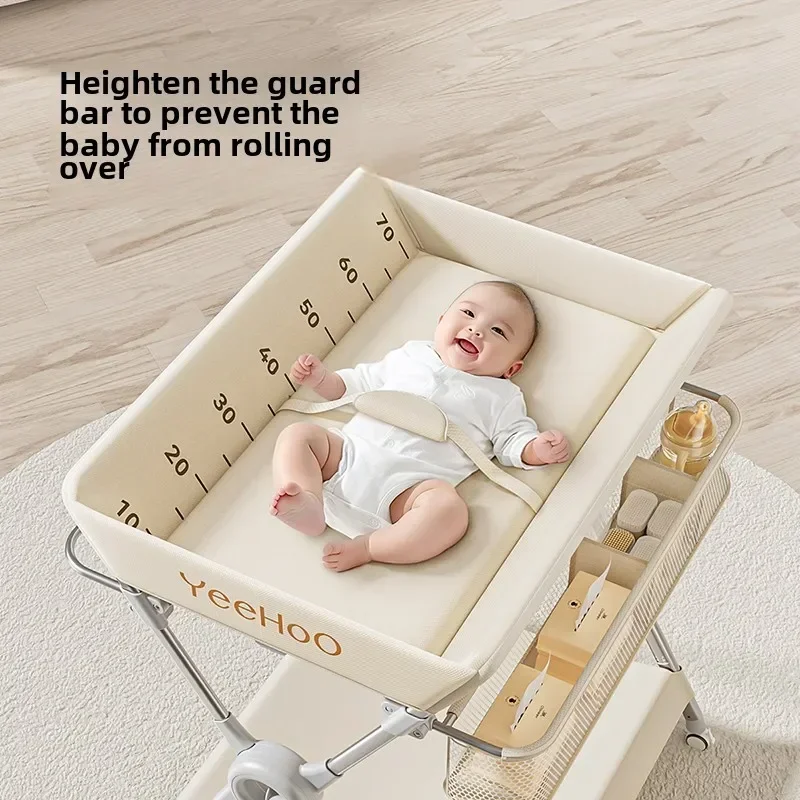 Multifunctional Baby Diaper Changing Table Adjustable Baby Caring Table Newborn Removable Folding Baby Changing Table with Wheel