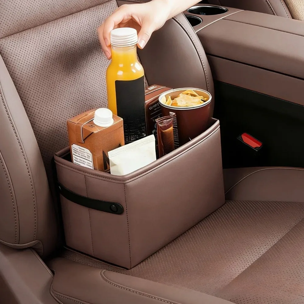1PCS Universal Car Seat Back Hanging Trash Can Premium Leather Waterproof Multifunctional Auto Waste Bin Interior Accessories view 3