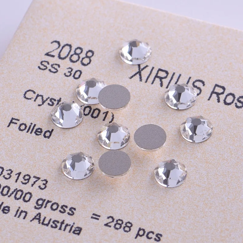 (24Pcs) 2058 XILION 2088 XIRIUS Original Crystals from Austria Rose No Hotfix Flat Back Rhinestone Strass for Nail Art Jewelry