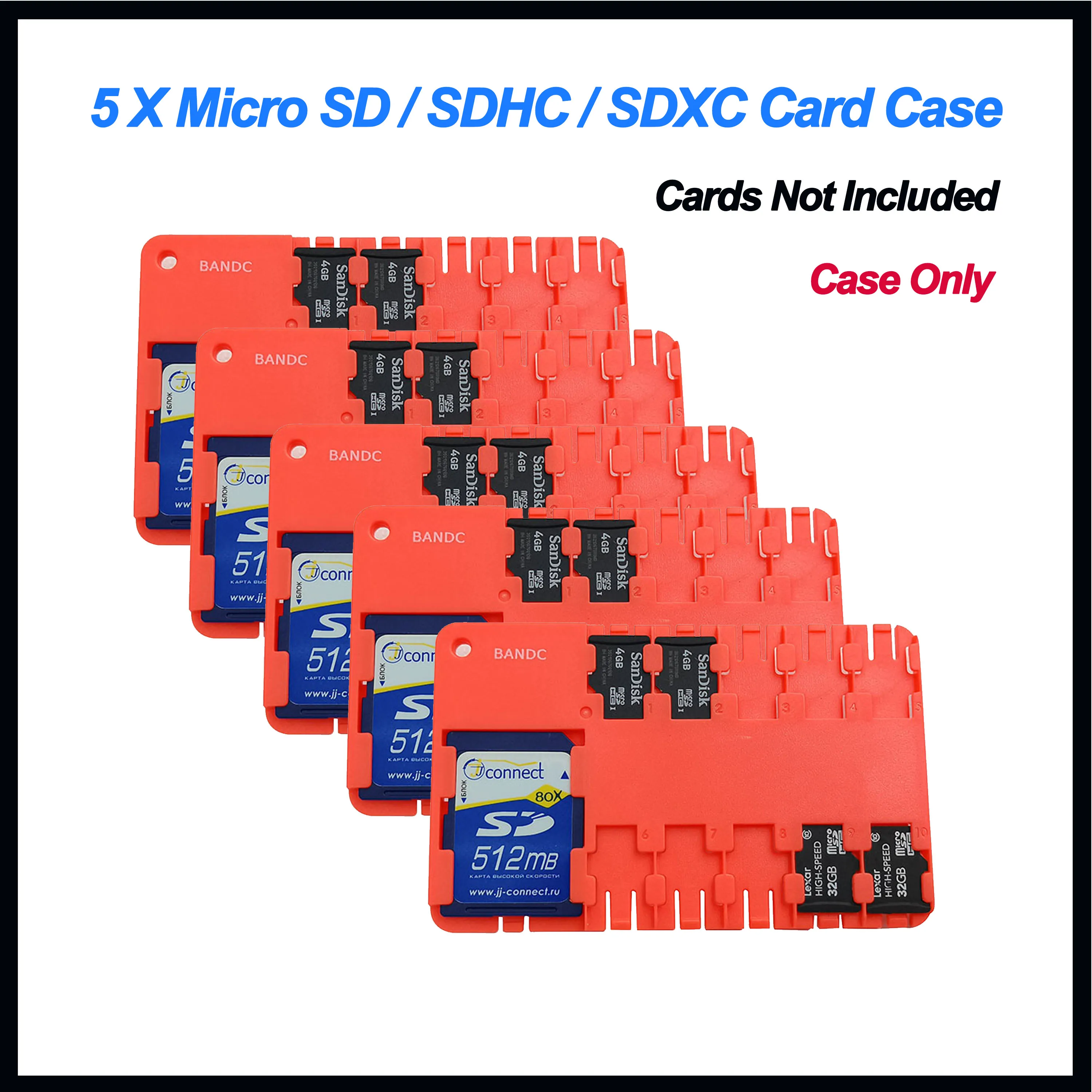 BANDC Micro SD Card Case, Memory Car Storage Holder, Tamanho do cartão de crédito, SD, TF, SDHC, SDXC