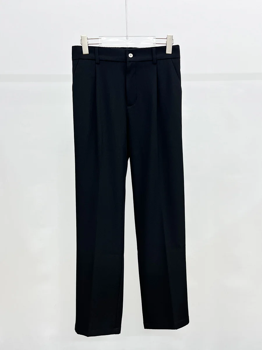 

Men's Straight Leg Loose Fit Faionable Pants Dra Sensation Korean Sle Wide Leg Floor Length Casual Trousers