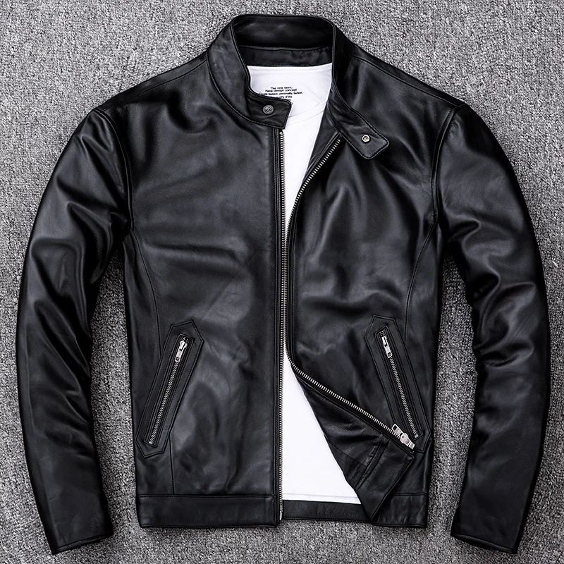 

Spring Natural Genuine Leather for Man Motorcycle Slim Male Coat Men's Sheepskin Biker Fashion Clothing