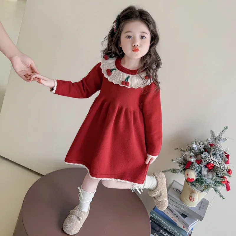 Mädchen Kleid Herbst Winter Neue Modische Kinder Prinzessin Kleid Einjährige Baby Mädchen Gestrickte Pullover Kleid Vielseitig Tren