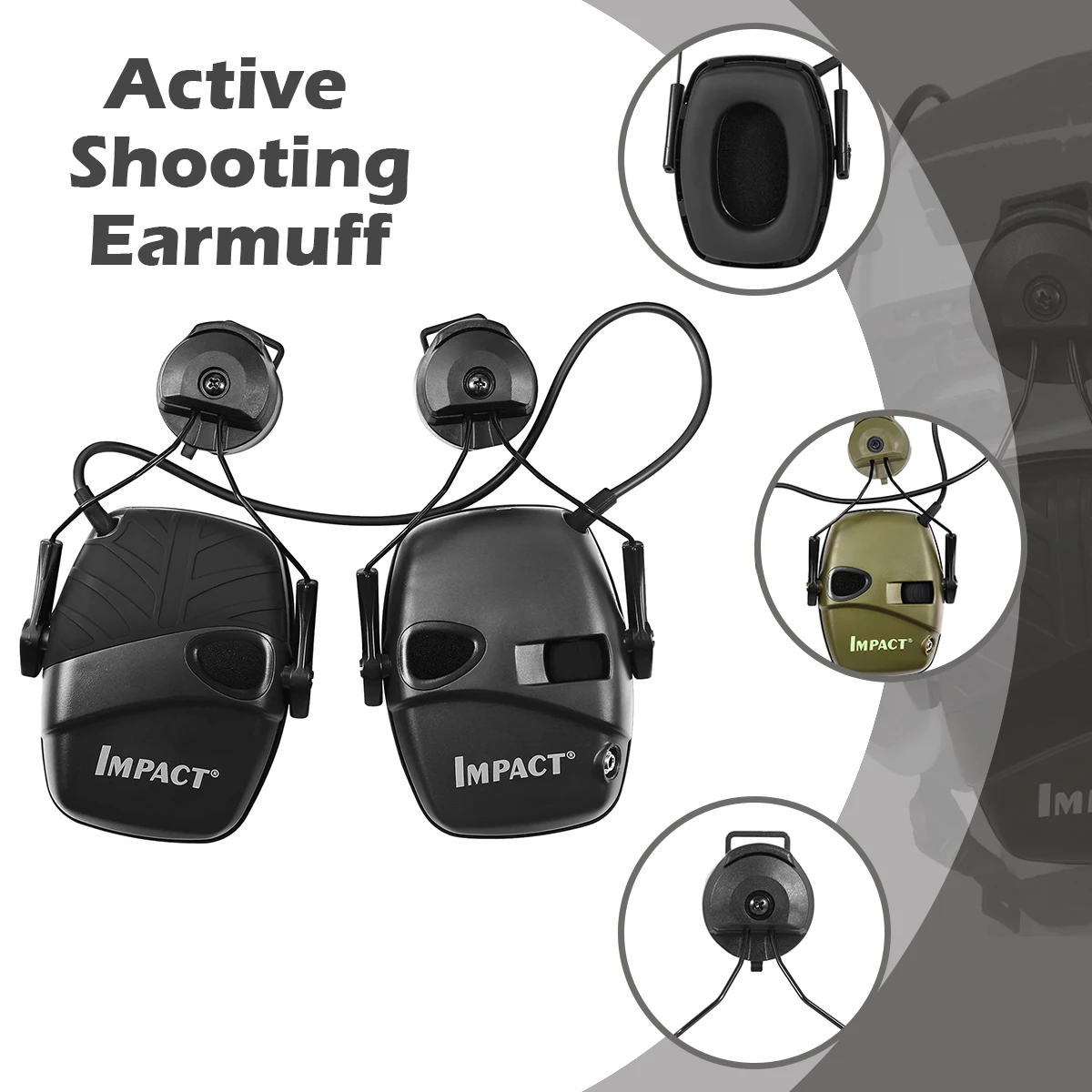 

Tactical Earmuffs Active earmuff for Shooting Electronic Hearing Protection Ear Protect Noise Reduction Helmet Mounted Version