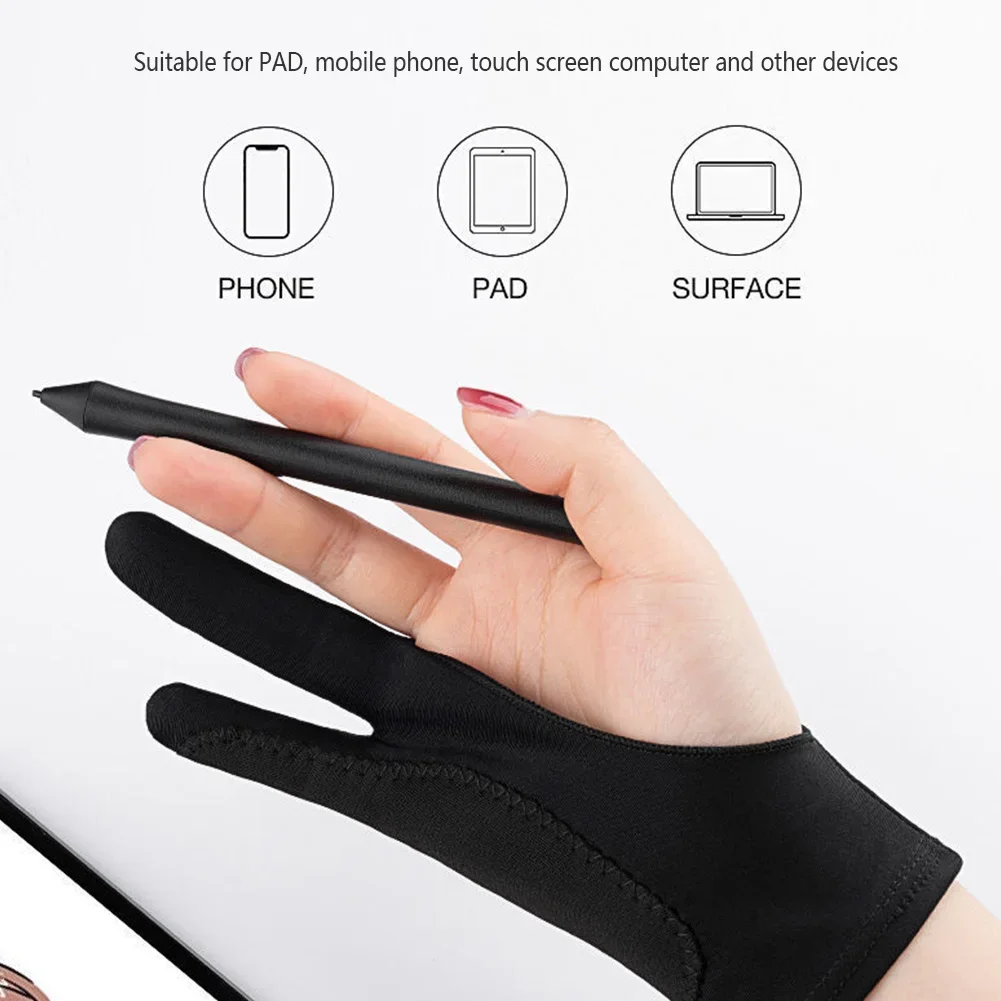 Two-Finger Drawing Gloves Anti-touch Anti-fouling for Digital Board Touch Screen Oil Painting Office Art Supplies for Kids Adult