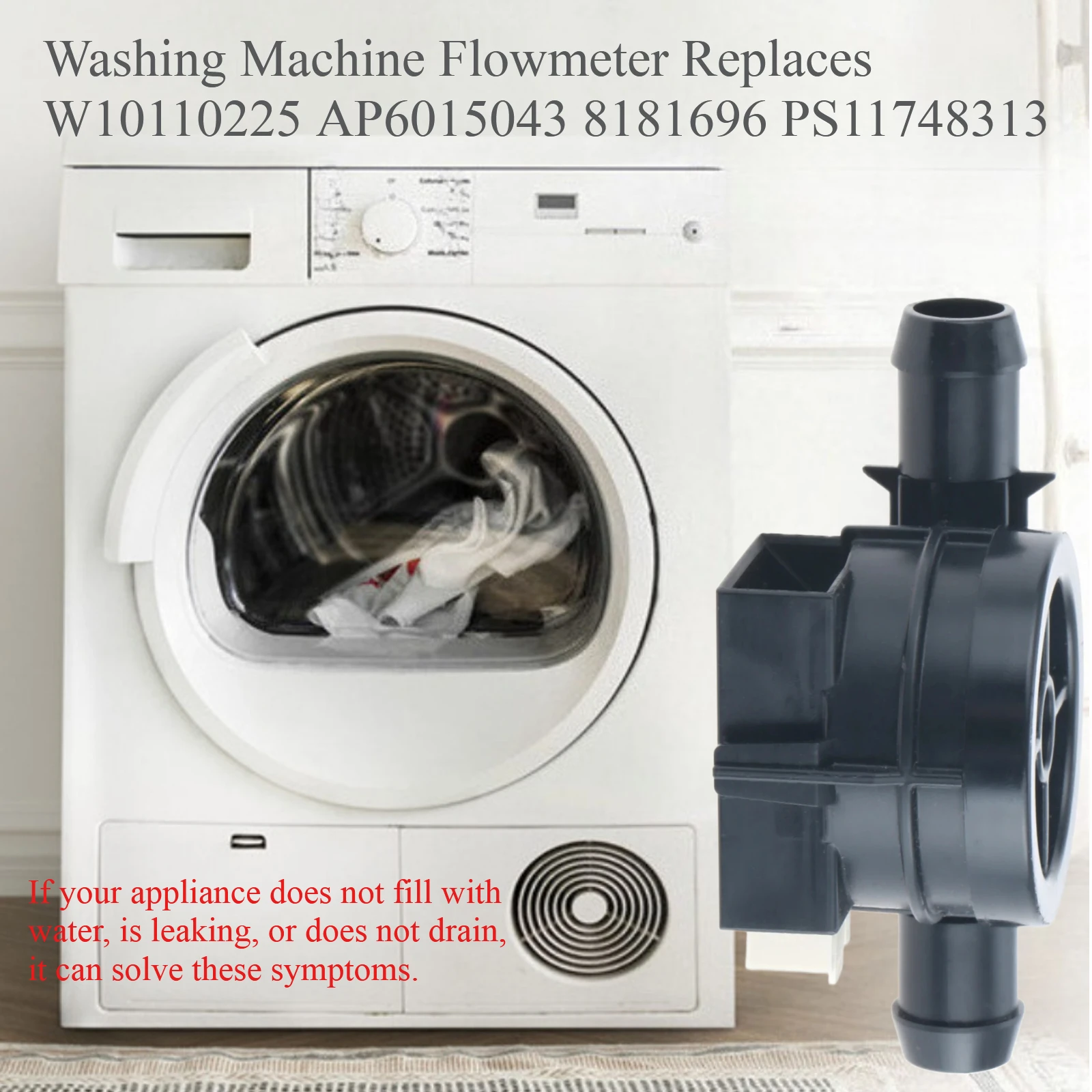1Pc Washing Machine inlet Flowmeter W10110225 for Whirlpool Kenmore Measures Amount of Water in Tub AP6015043 8181696 PS11748313
