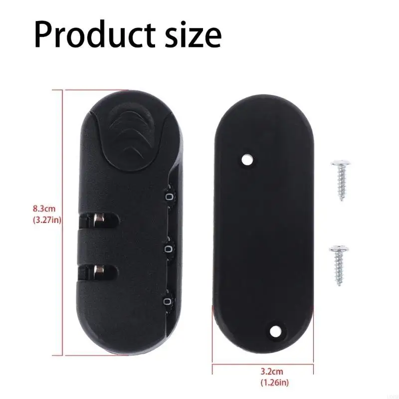   Portable Black Security Lock with Easy Set 3 Digit Code Luggage Repairing Lock