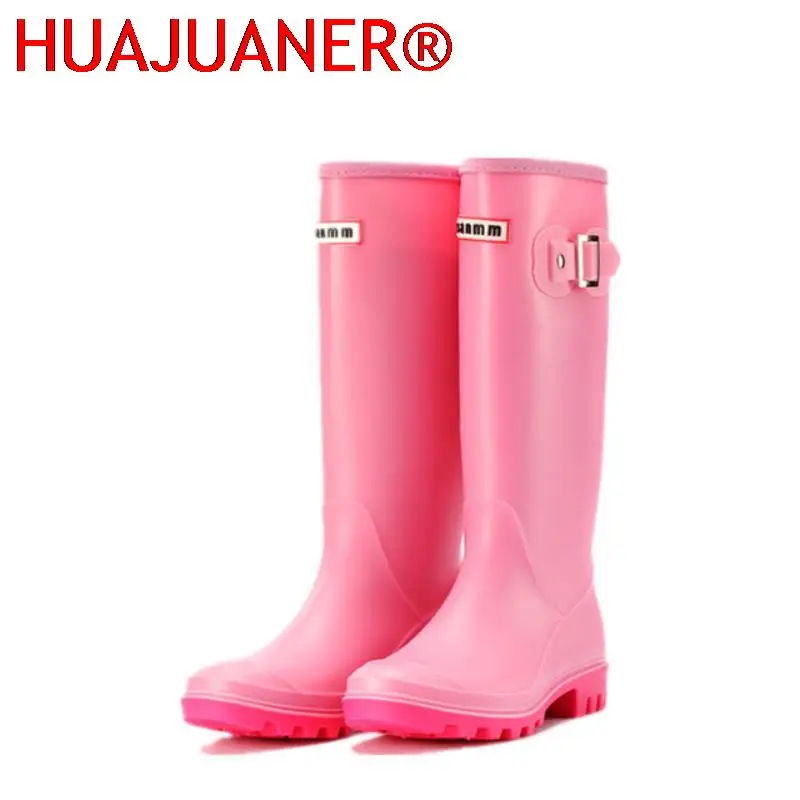 Fashion Non-slip Rain Boots Women Knee-High Water Boots Waterproof Long Tube Rubber Boots Womens High Tube Galoshes Rain Shoes