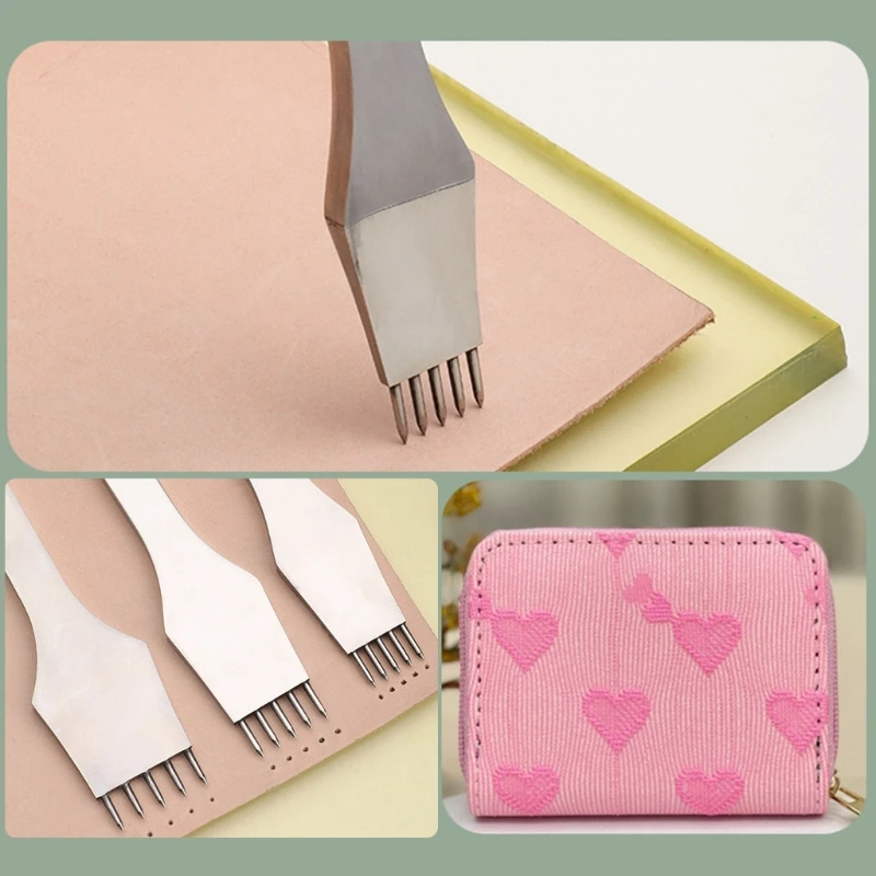 

Leather Craft Tool 2/5/7 Prong Leather Lacing Stitching Hole Punches Tool