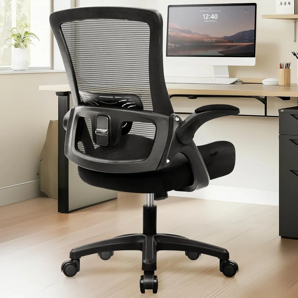 Cadeira de malha com encosto alto, altura ajustável e design ergonômico, escritório doméstico, computador, mesa, executivo, lombar