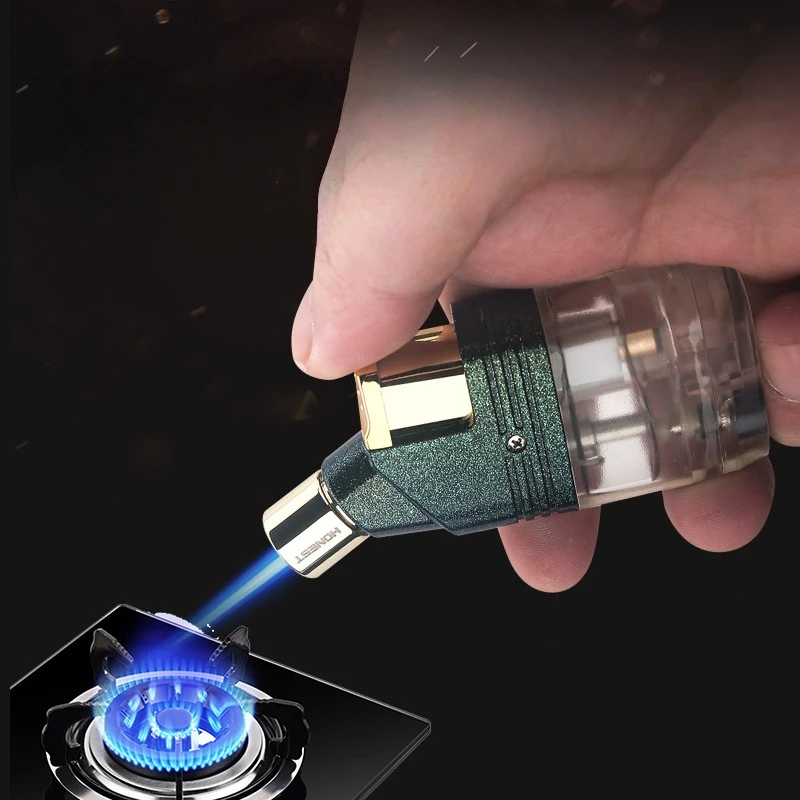 

HONEST Mini Welding Gun Windproof Jet Blue Fire Gas Lighter Large Capacity Oil Warehouse Outdoor Portable Cigar Lighters Smoking