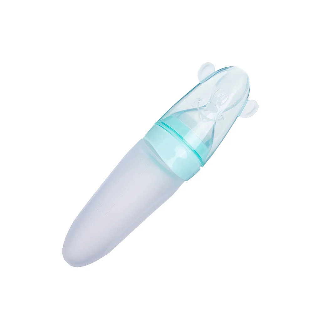 زجاجات تغذية الرضع، عصارة سيليكون، مادة من الدرجة الأولى، آمنة ومتينة وسهلة التغذية، الحبوب النقية، مكمل غذائي للأطفال باللون الأخضر