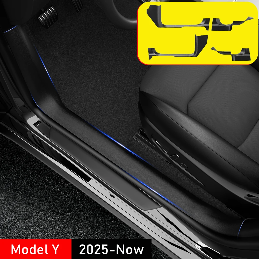 

Tesmayx для Tesla Model Y Juniper 2025, защитная полоса на порог заднего двери, модель Y, противоударные коврики на переднее сиденье