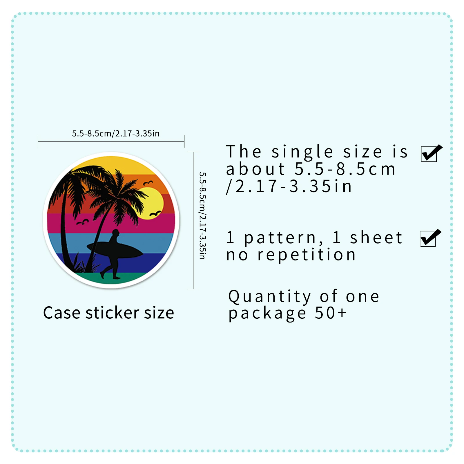 50Pcs Hawaiian series Cartoon Cute Waterproof Sticker Skateboarding Snowboard Retro Vinyl Sticke