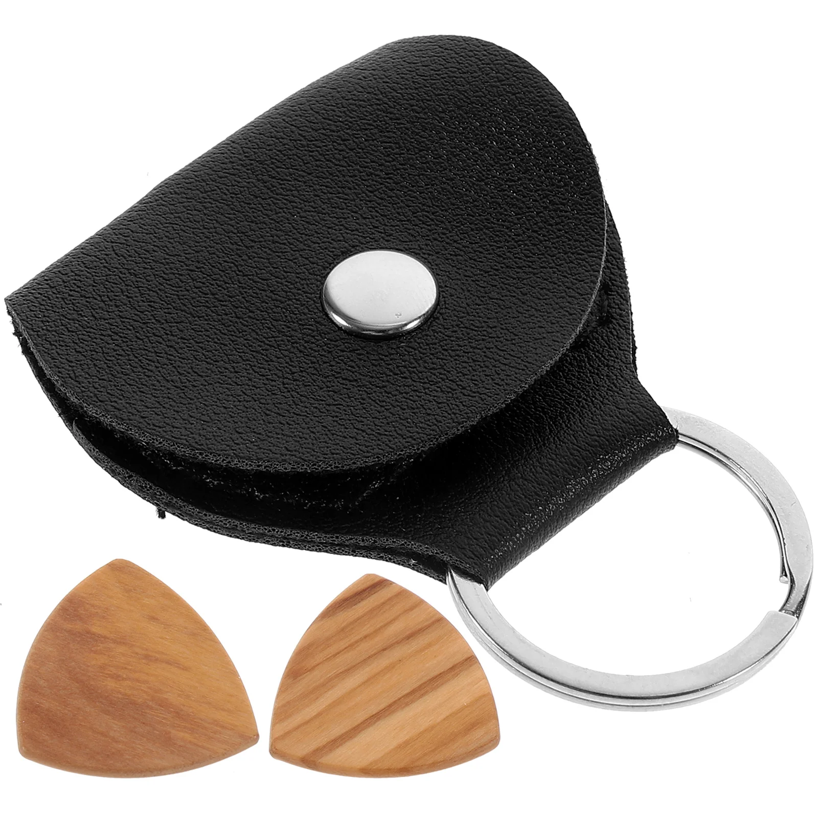 

1Set Guitar Pick Holder PU Pick Bag Wood Picks Long-Lasting Portable for Beginners Teachers Musicians Gift Idea Guitar