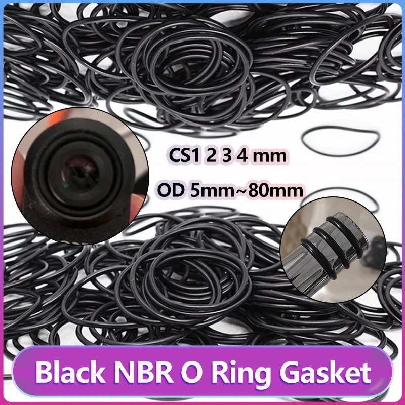 

Nitrile Butadiene Rubber Gaskets CS1 2 3 4 mm OD 5~80mm Black NBR O-ring High Temperature Resistant O Ring Sealing Gasket