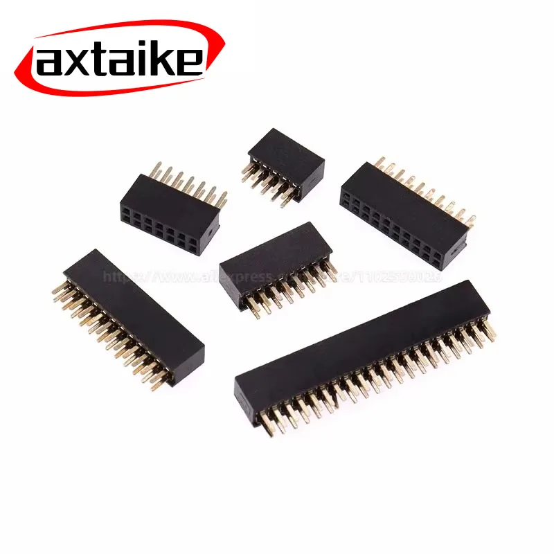 10PCS 1.27mm 2*3P-50P Black Double row Female Header Connector 3P 4P 5P 6P 7P 8P 10P 12P 15P 20P 25P 30P 40P 50P Pin PCB JST