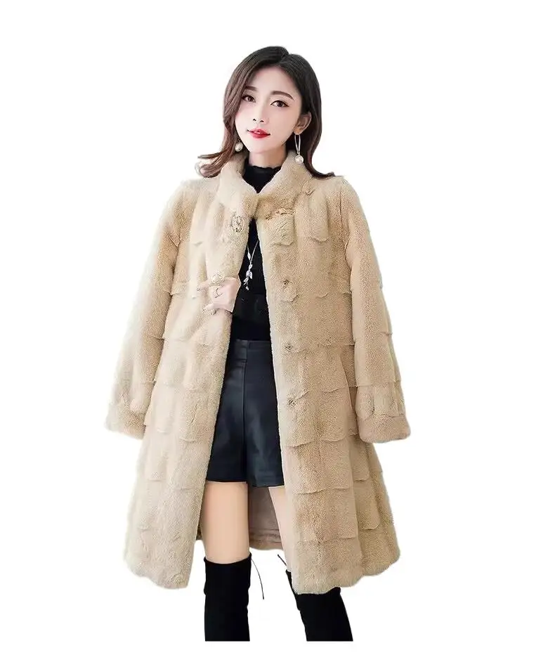 

2025 Women's Clothing Mid-Length Thick Fashion Faux Fur Coat Winter New 1116