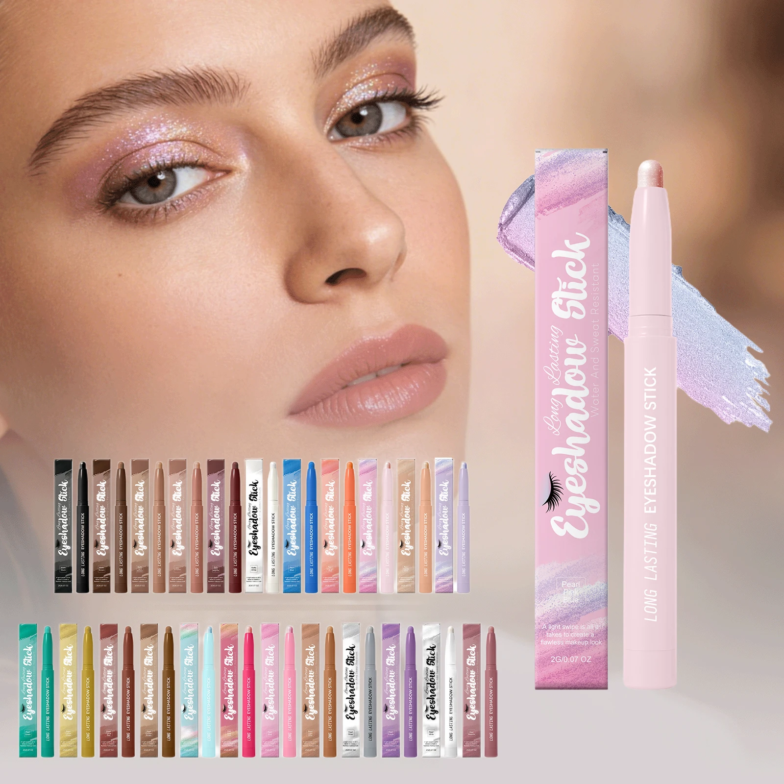 

Pearl Eyeshadow Stick Lasting Shimmer Pearl Finish Easy Coloring Waterproof Fit Beginners Use Multi Color Eyeshadow Pencil Stick