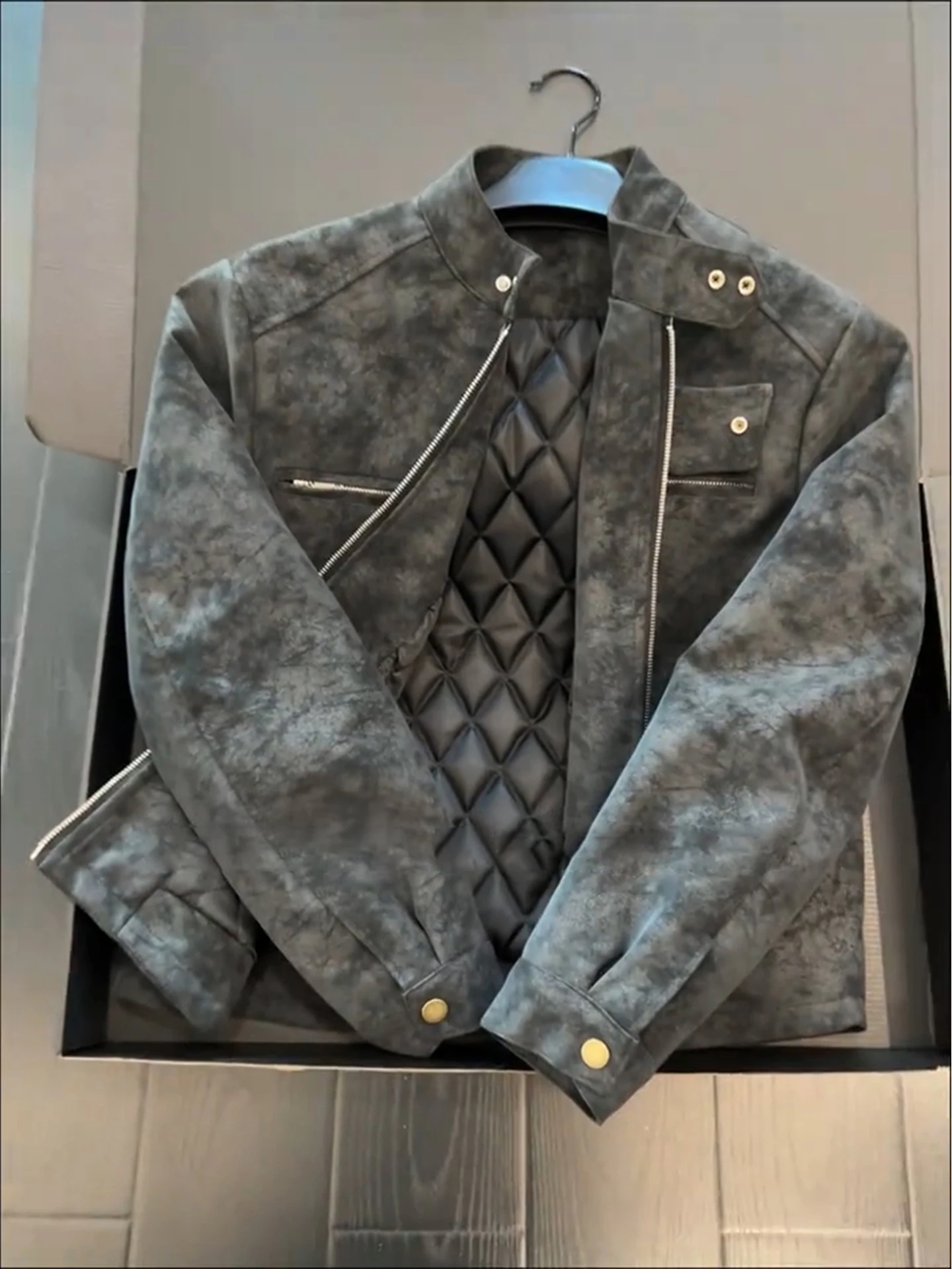 

Bla, хлопковая рабочая одежда из искусственной кожи, мужское осенне-зимнее пальто с воротником-стойкой, длинное пальто-стойка, застежка-молния