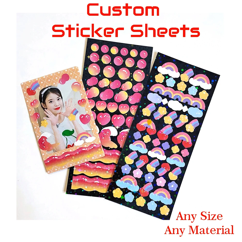 Custom Sticker Sheet Printing Your Own Logo Text Kiss Cut Personal DIY Design Any Size Material Tag Label Vinyl Laser Sticker