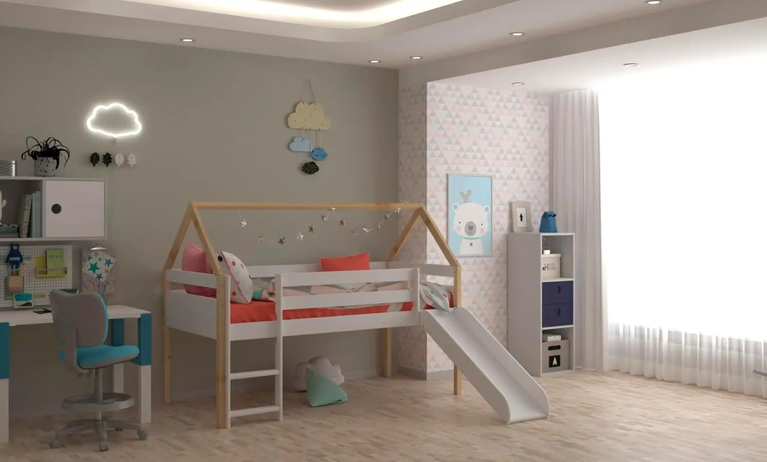 Twin House Bed White/Natural - Craft A Dreamy Sanctuary For Your Kids, Ensuring Peaceful Nights And Magical Mornings