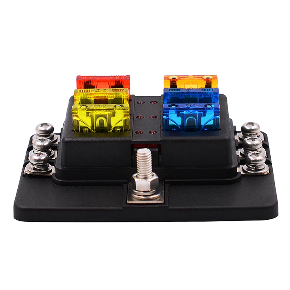 

Pcs Car Fuse Box 1 To 6 Output Pbt Flame Retardant Terminal Red Led Indicator 12-32V Waterproof Rv Boat Audio Way Car