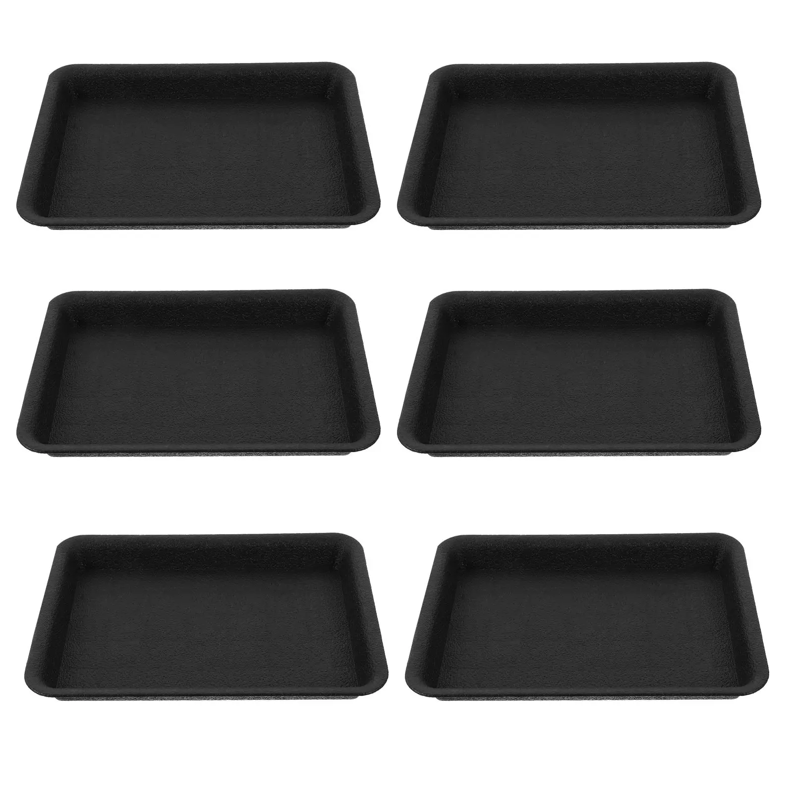 

6 Pcs Black Rectangle Plant Saucers Durable Flower Pot Trays No Holes Bonsai Garden Pots Water Catcher Plates
