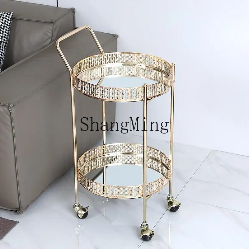 FG good-looking  Modern Creative Mobile Small Cart Home Sofa Side Table High-Value Gold Storage Universal Wheel Mobile Dining