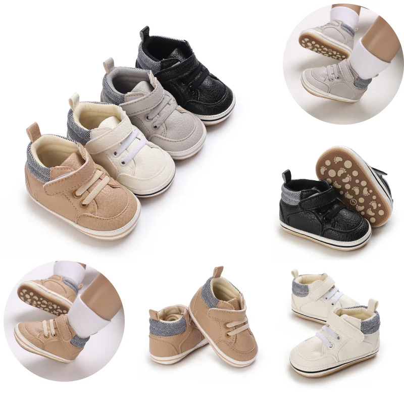 

0-18M Rubber Base Anti Slip Retro Baby Moccasins Shoes Multicolor PU Leather Toddler Shoes Non-Slip Fashion Infant First Walkers