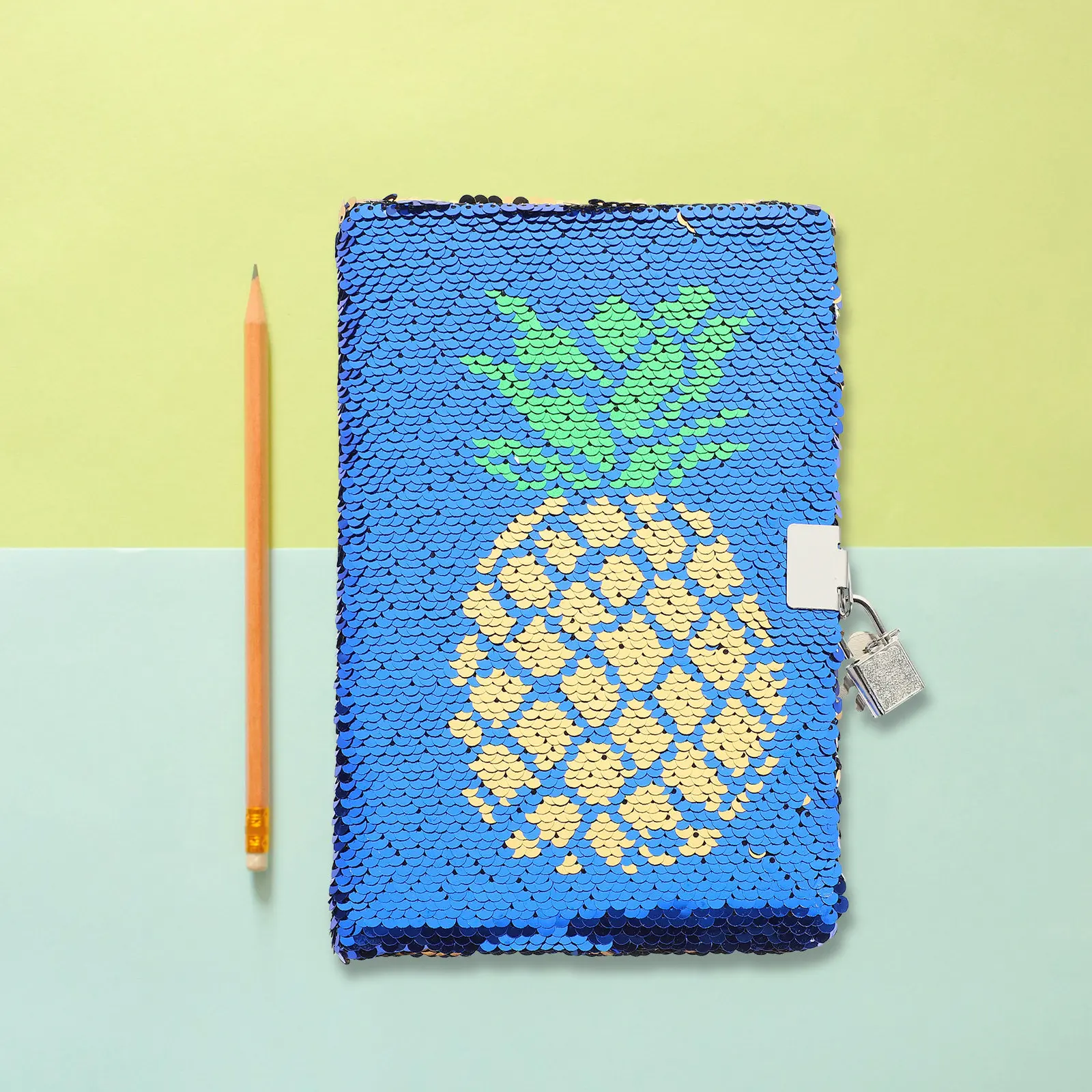 Cuaderno con Lentejuelas, Diario con Cubierta Reversible, Papel Rayado, con Cierre, Portátil, para Escribir y Dibujar