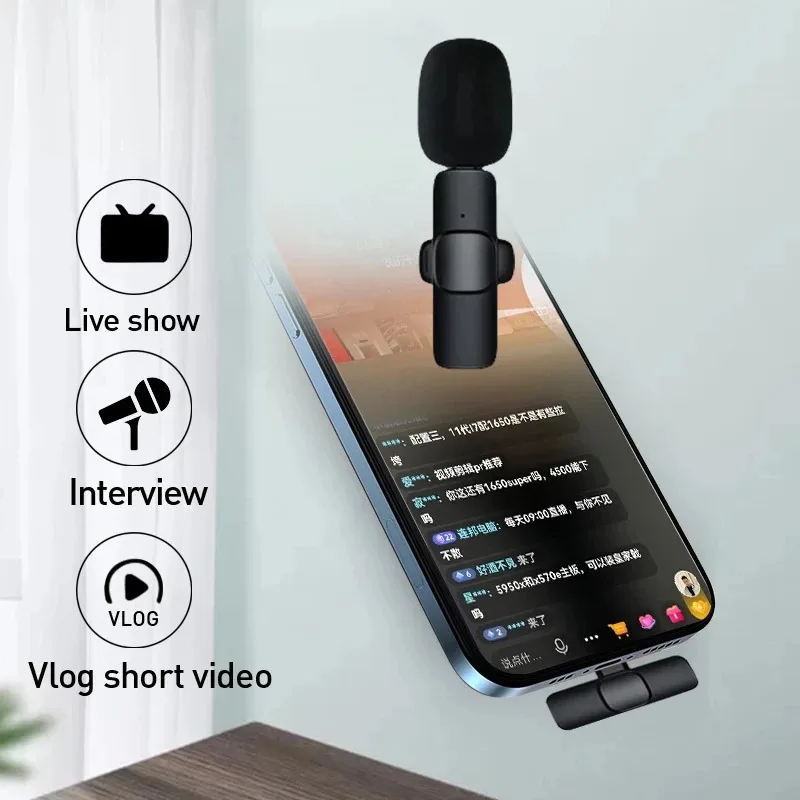 Wireless Lavalier Microphone Mini Mic for iPhone Android Live Broadcast Gaming Phone Audio Video Recording Wireless Portable Mic image 6