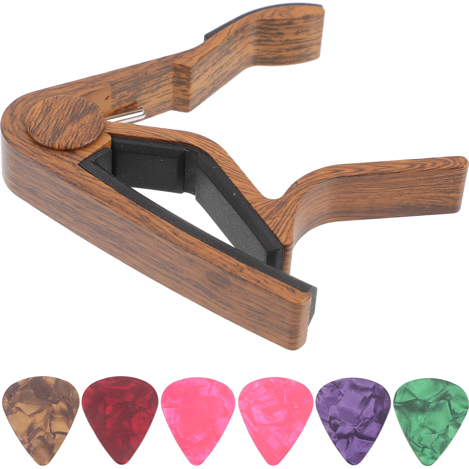 

1Set Guitar Capo Adjustable Metal Multi-Function Tone Modified Clip Guitar Picks Electric Ukulele Multi-Function Capo