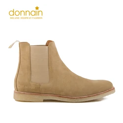 DONNAIN Classic Luxury Cow Suede Leather Chelsea Boots Women Man Slip-On Crep Sole Top Quality Ankle Couple Boots Handmade