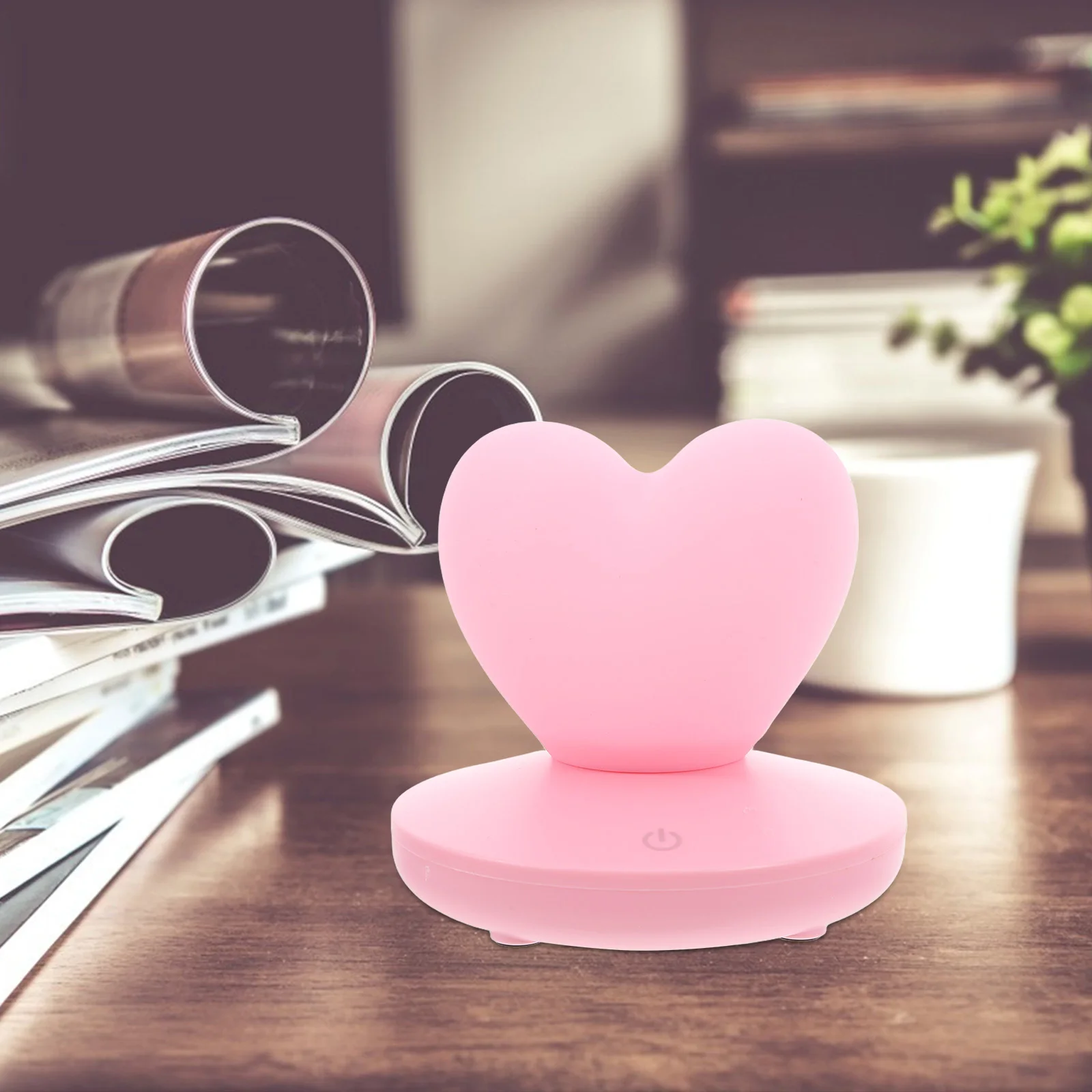 اللمس على شكل قلب ضوء الليل USB مصباح قابل لإعادة الشحن حساسة عملية الزخرفية تأثير لطيف أباجورة #4