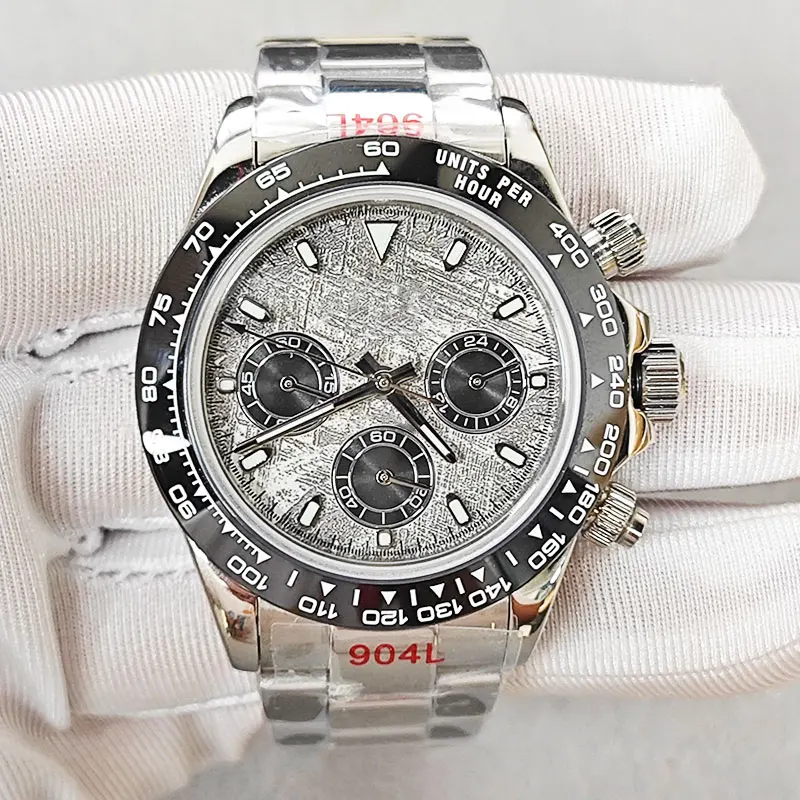 

39.5mm VK63 Case quartz chronograph watch Fit VK63 Movement Sapphire Glass Stainless steel Watch Case Custom logo Dial