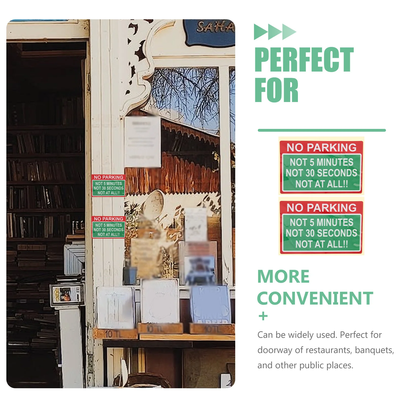 

2pcs No Parking Signboard Pvc Material Smooth Surface Easy Clean Self-Adhesive Warning Sticker For Public Places Garage