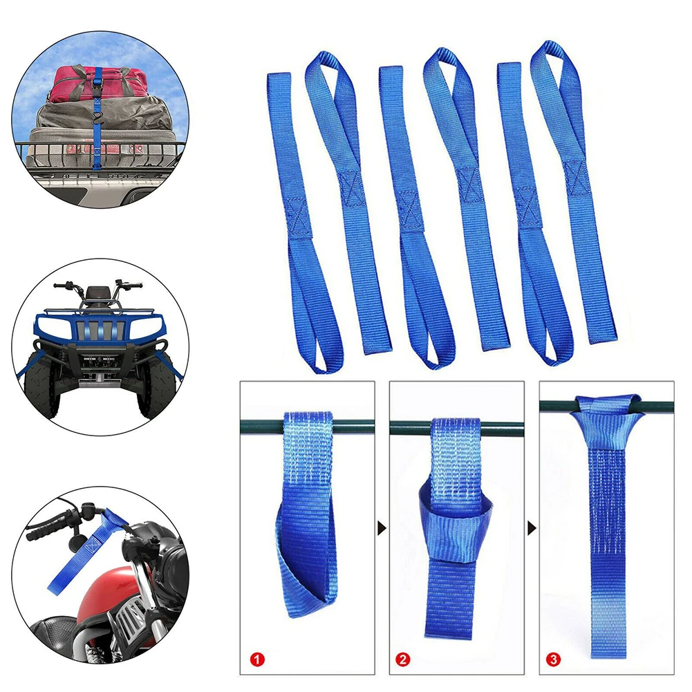 6 Pieces Soft Loop Ratchet Tie Down Straps for Motorbike For Motorcycle Utility Vehicles Nylon 1500LB Load Capacity