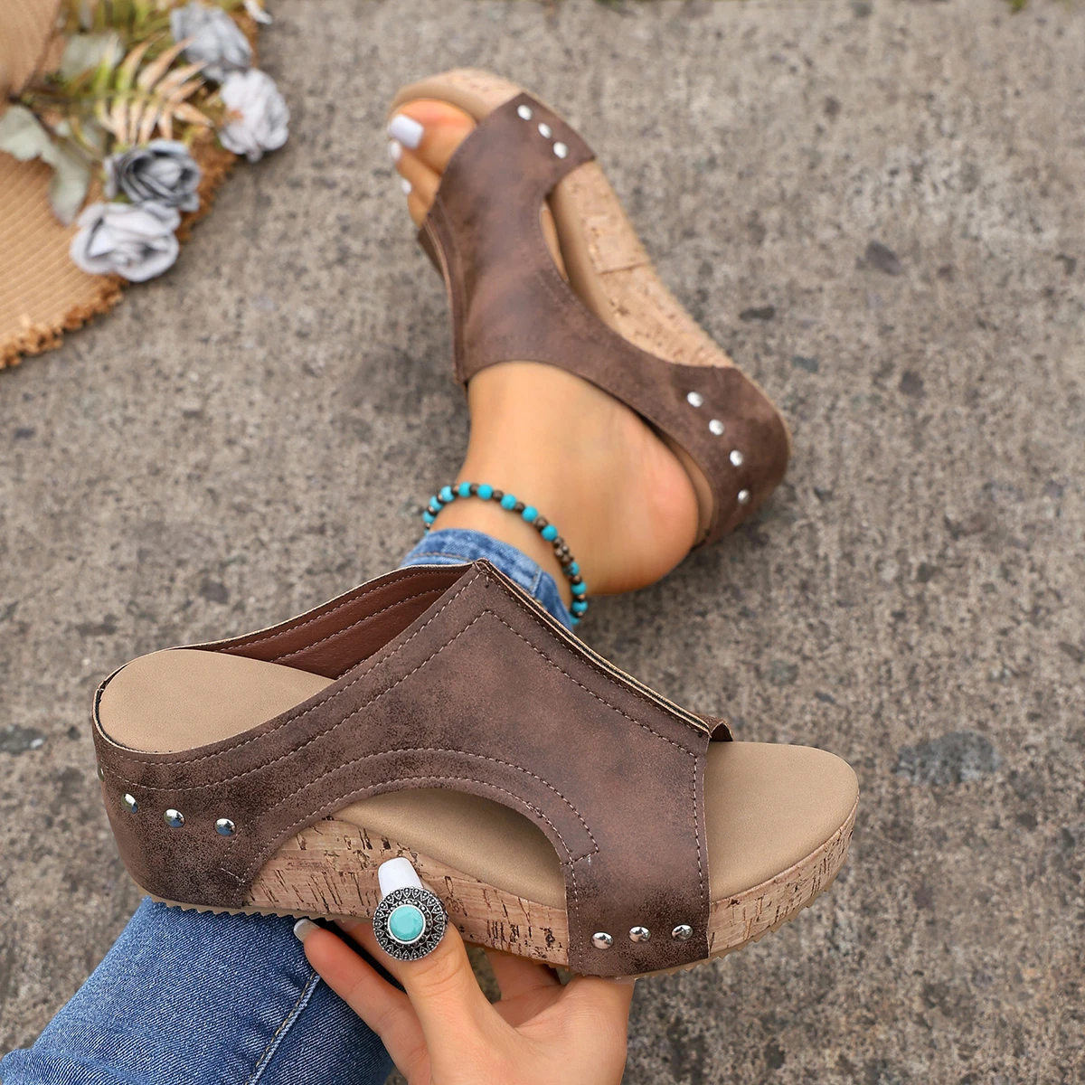 Women's High Heels With Wedges Shoes Woman Platform Sandals Summer Peep Toe Heeled Slippers Sandalias De Mujer_vogvips.com