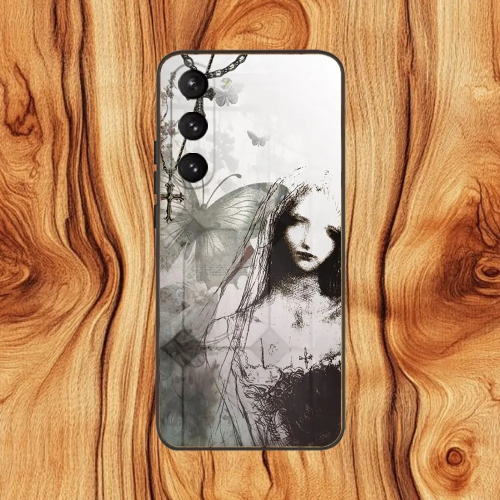 Coquete gótico cybersigilismo capa de telefone para samsung s 25,24,23,22,30,21,10,9,ultra,plus,lite,fe,4,5 g preto capa macia