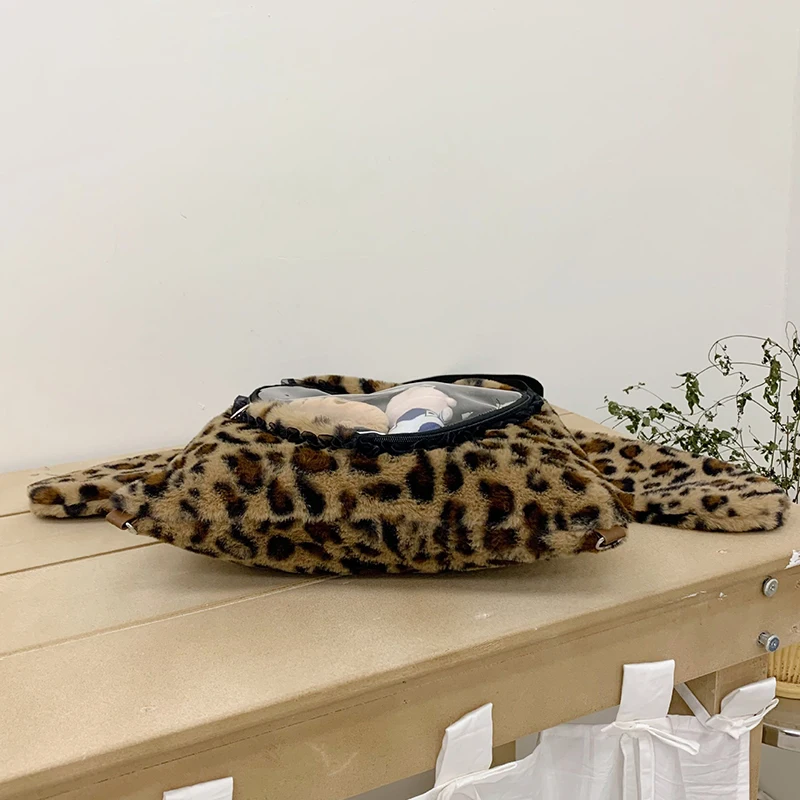 Ita Bag, Rucksack mit Klarsichtfenster, Damenmode-Plüsch-Umhängetasche mit Kordelzug, Leichte Schultasche mit großer Kapazität – Detail 2