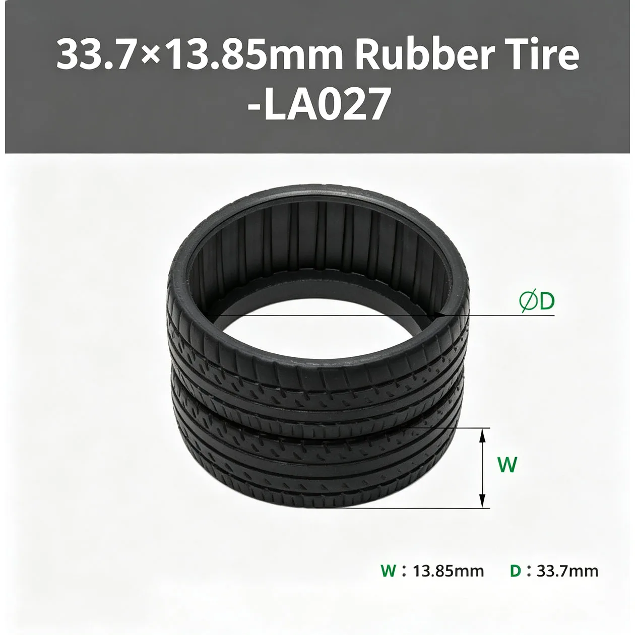 Ø33.7×13.85mm Rubber Tires LA027 for Bambu Lab CyberBrick, 4PCS Model Wheel Tyre Replacement 3D Printed Model Parts