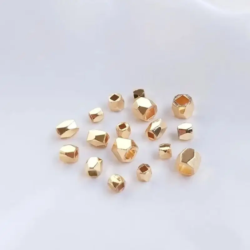

14K Copper Clad Gold Cut Corner Beads, Diamond Hexagonal, DIY String Bracelet Separation, Jewelry Accessories, C117
