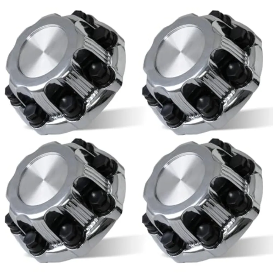 

Set of 4 Chrome Wheel Center Caps 8 Lugs Compatible with Select 16 Inch Van and Truck - Replacement 15039489 15039488 9597169 9