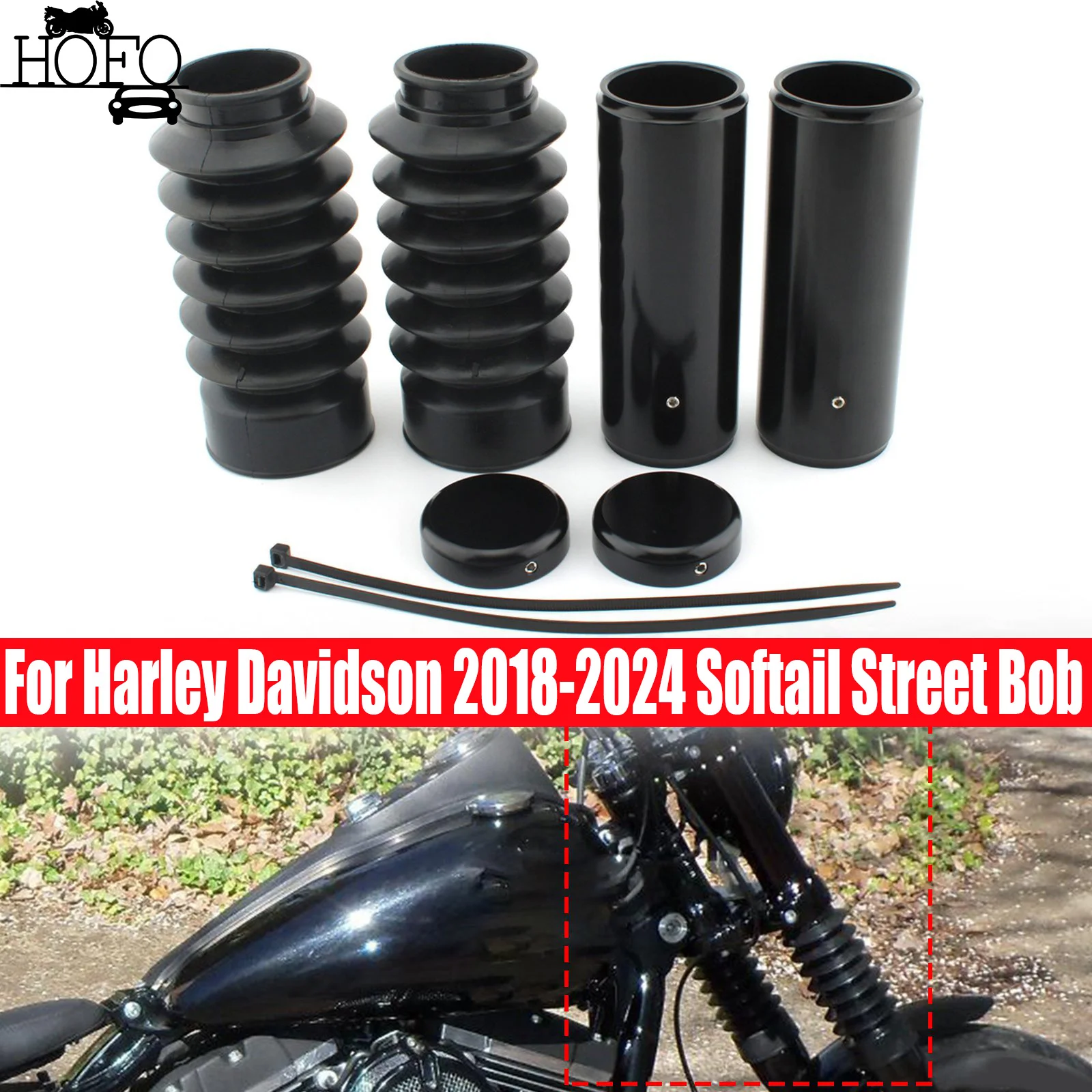 

Motorcycle Front Fork Boot Slider Shock Absorber Cover Gaiter Fit For Harley Davidson 2018-2024 Softail Street Bob and Low Rider