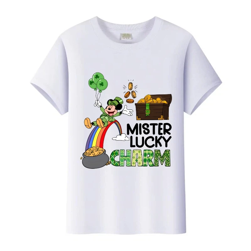 ديزني ميكي ماوس أصدقاء سعيد طباعة تيز Harajuku رجل بلوزات مستديرة العنق الأبيض الاطفال البلوزات الأسرة فضفاض تي شيرت ملابس حريمي هدية #2