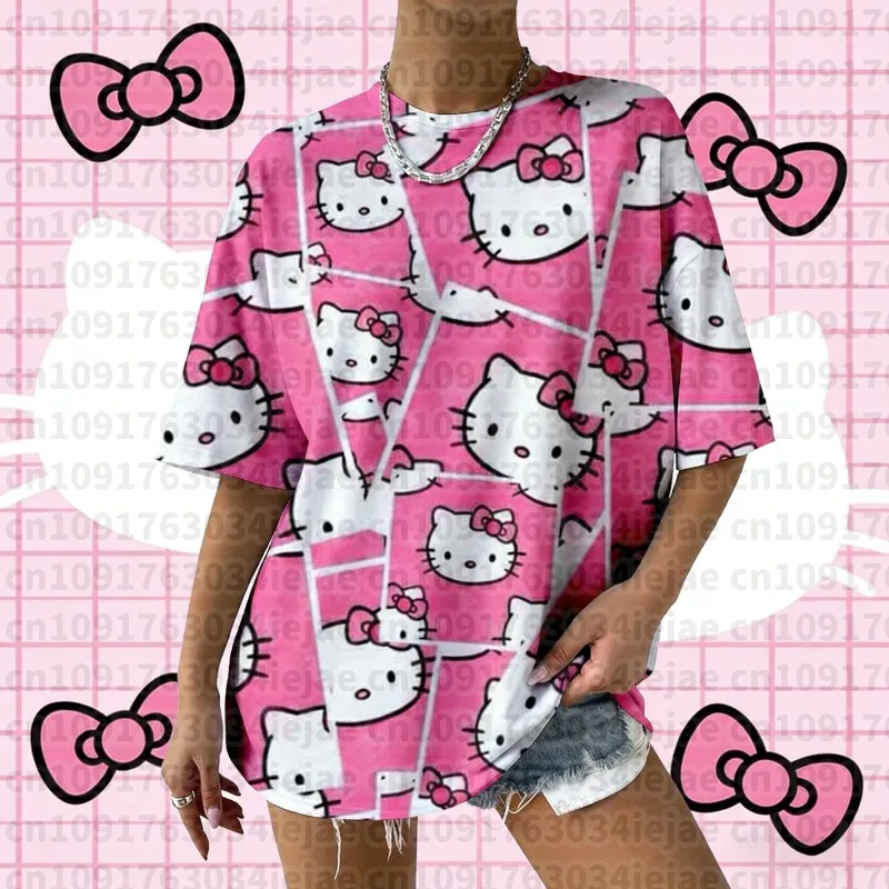 

2025-26 Summer Fashion Female Oversized Sanrio Cinnamoroll Multi-style Graphic Print Short Sleeve Crew Neck Casual Clothing